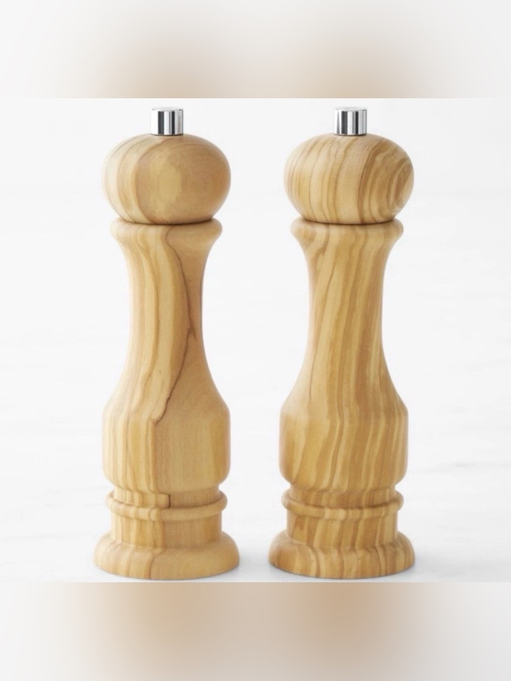 Williams Sonoma Traditional Italian Olivewood 7” Salt & Pepper Mills Retail $159